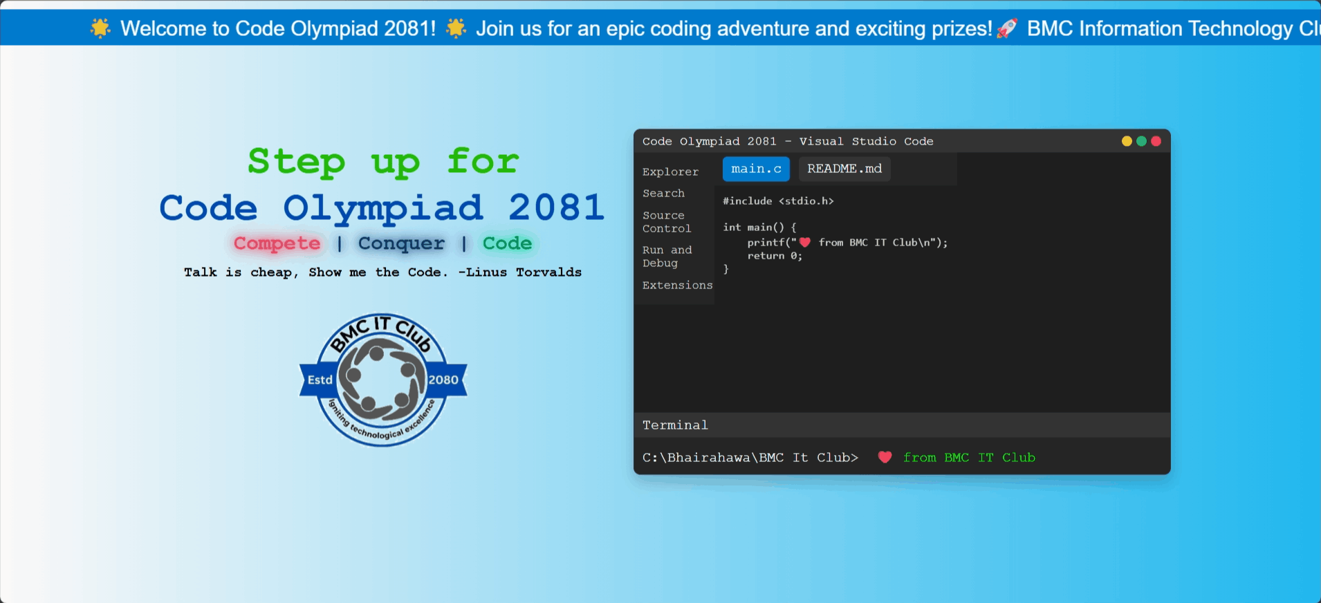 Code Olympiad home screen