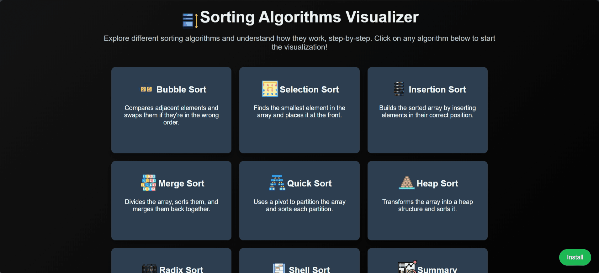 EasySorting home screen
